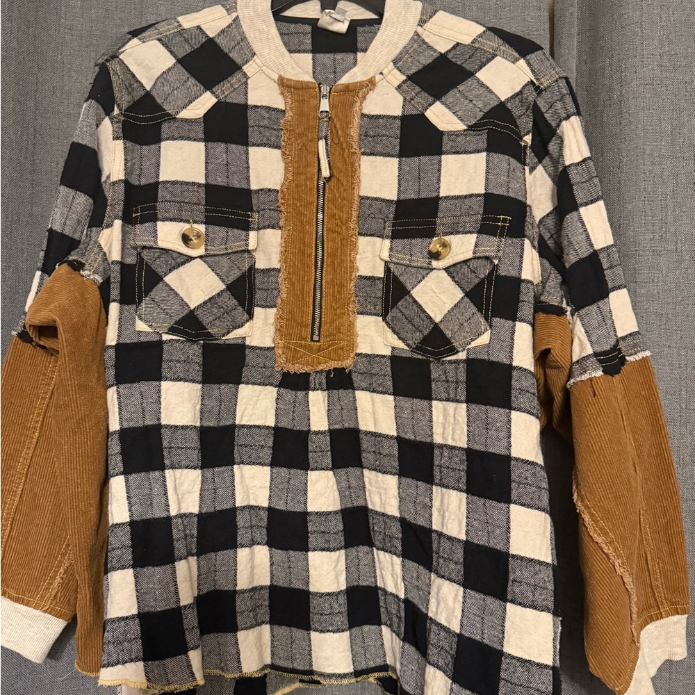 Ivy Jane Plaid Pullover with Corduroy Accents
